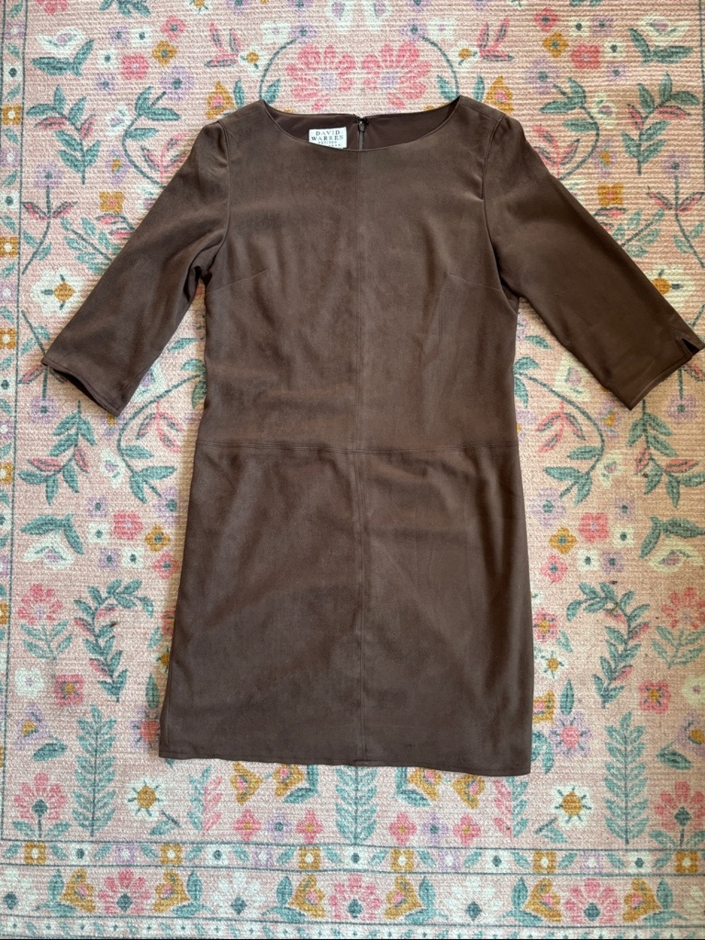 David Meister Chocolate Brown Boatneck Sheath Dress